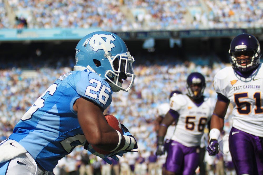 UNC football plays against ECU on September 22, 2012. UNC won the game 27 to 6.