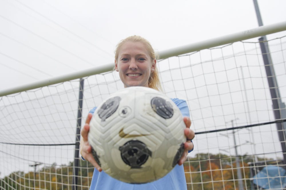 Tori Hansen poses for a portrait on Finley Fields in Chapel Hill, N.C. on Wednesday, Oct. 26, 2022.