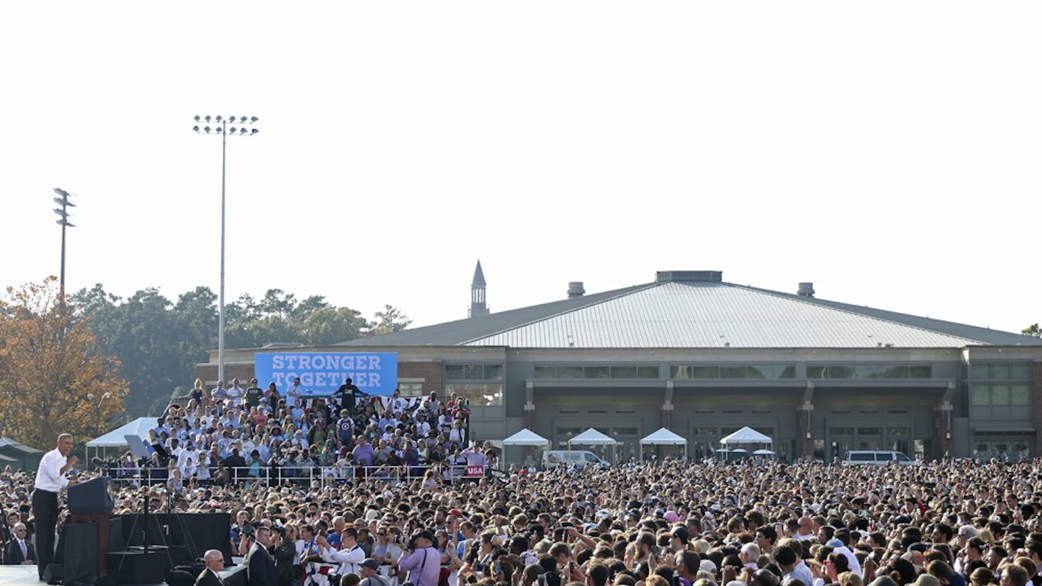 Approximately 16,000 people turned out on Hooker Fields to see President Obama speak on Wednesday.