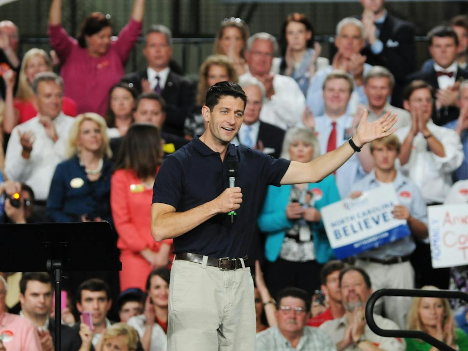 	GOP vice presidential nominee Paul Ryan spoke at the &#8220;Victory Rally with Paul Ryan &amp; the GOP Team&#8221; in Raleigh, NC at SMT Inc. 