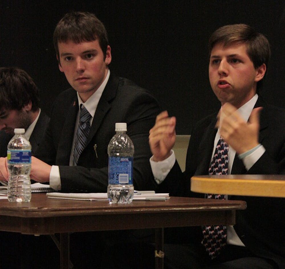 The Young Republicans and Democrats held a political debate in Bingham Hall. 
