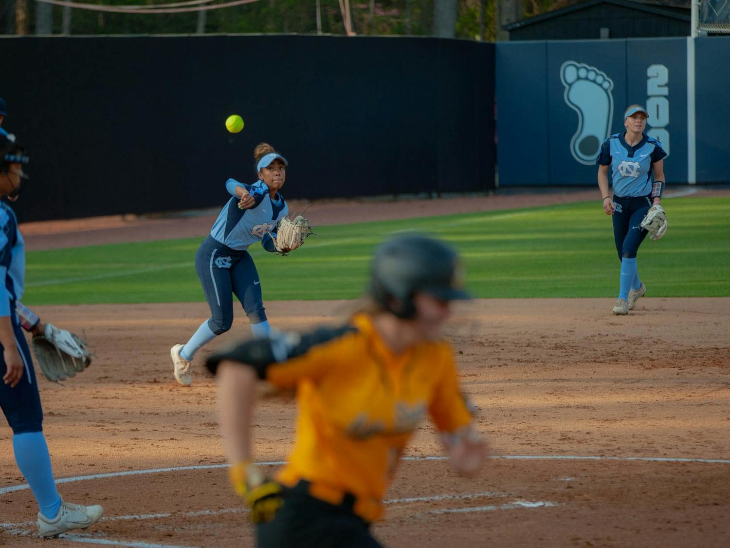Junior, Destiny Middlton, (47) fields the ball at third base during the Tar Heels 8-4 victory at Anderson Softball Stadium on Mar. 20, 2022.