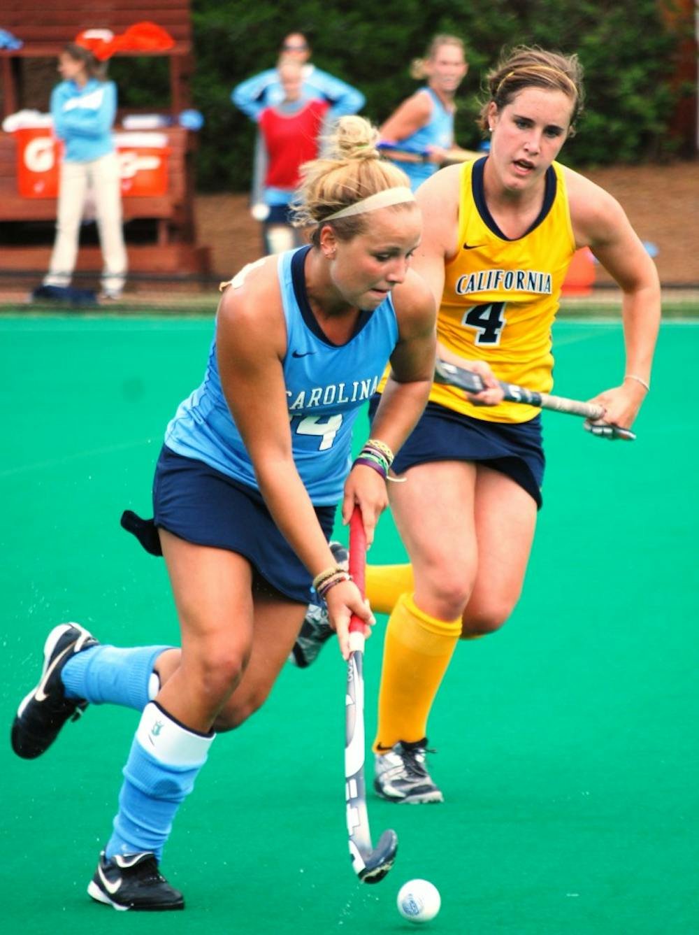 UNC midfielder Kelsey Kolojejchick dribbles against California. The Tar Heels lost for the first time this season to Maryland, 3-2 on Oct. 23.
