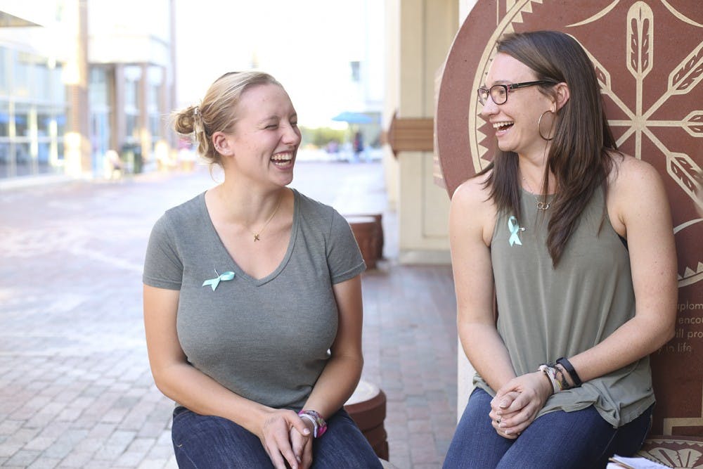 Emma Johnson(left) and Hannah Petersen(right) were interviewed on their project "Our Story" event where survivors of sexual assault talk about their experiences. 