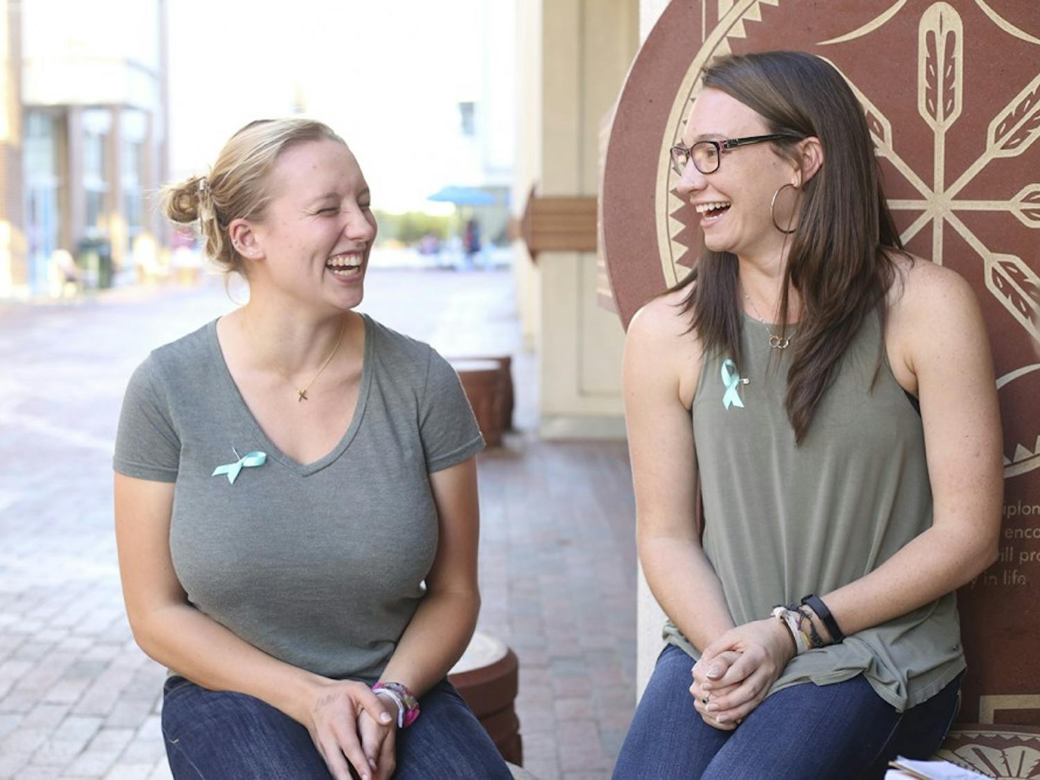 Emma Johnson(left) and Hannah Petersen(right) were interviewed on their project "Our Story" event where survivors of sexual assault talk about their experiences. 
