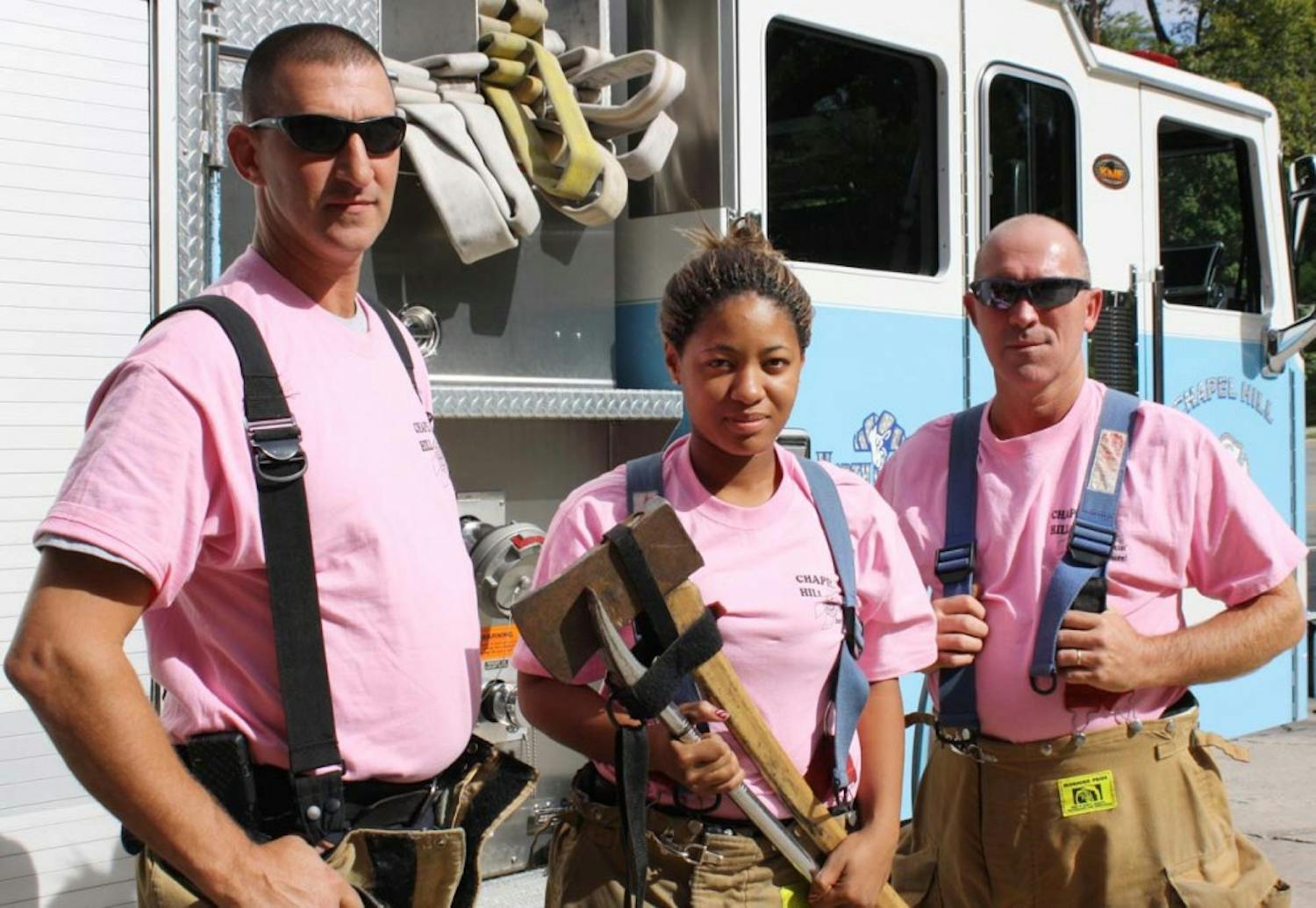 Photo: Fire?ghters to raise awareness for breast cancer, will hold fundraiser at UNC-Louisville football game (Chessa DeCain) 