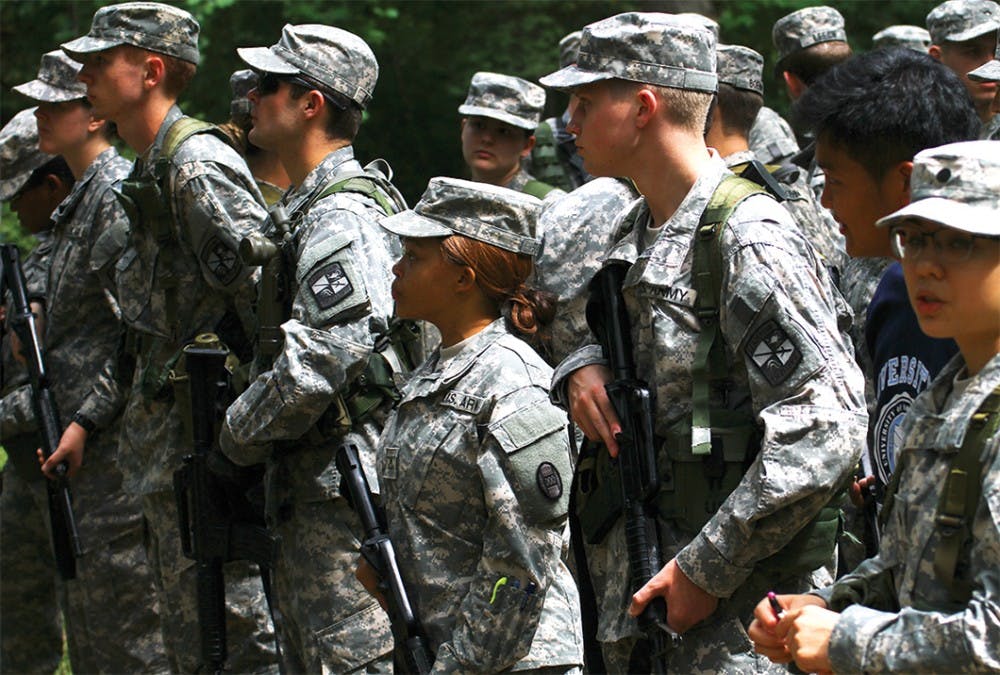 ROTC students get ready for practice on Wednesday, Sept. 16.