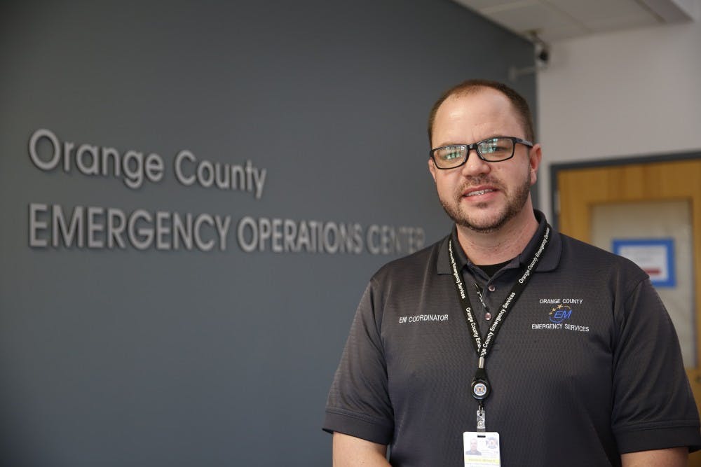 <p>Kirby Saunders is the emergency management coordinator for Orange County. He is responsible for coordinating Orange County’s preparation for and response to emergency situations and is leading efforts to assist those who have been affected by Hurricane Florence.&nbsp;</p>