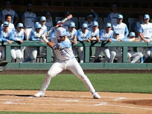 Sophomore catcher Thomas Frick (52) lines himself up at bat in the game against Seton Hall on Saturday, Feb. 19, 2022. UNC Baseball defeated Seton Hall 19-0.