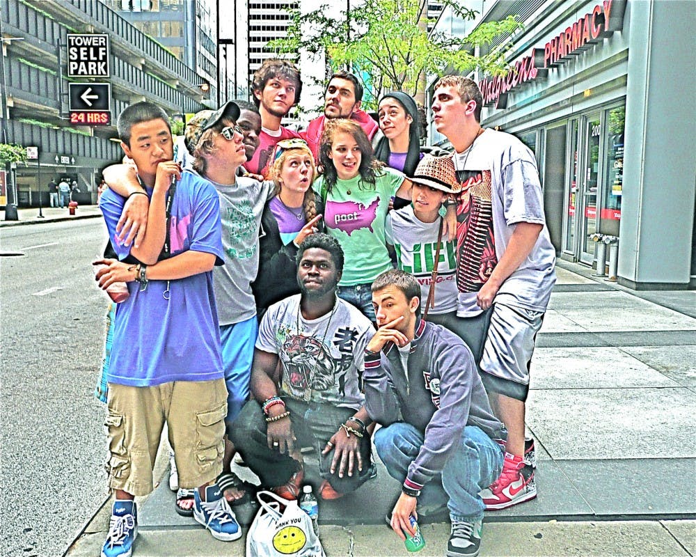 	Sacrificial Poets, a performance team, conduct outreach workshops to local schools to teach poetry. Here the 2009 teams poses in Chicago. Courtesy of Will Mcnerney