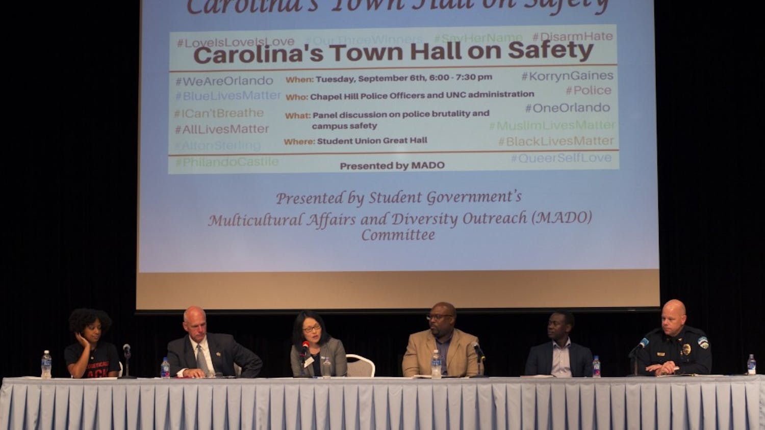 A six-person panel answered questions about police brutality and campus safety on Tuesday in the Student Union.