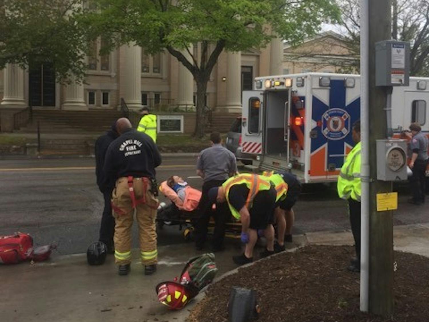A female University student was hit by a car on Columbia Street by Top of the Hill. She was taken to the hospital at approximately 1:56 p.m.