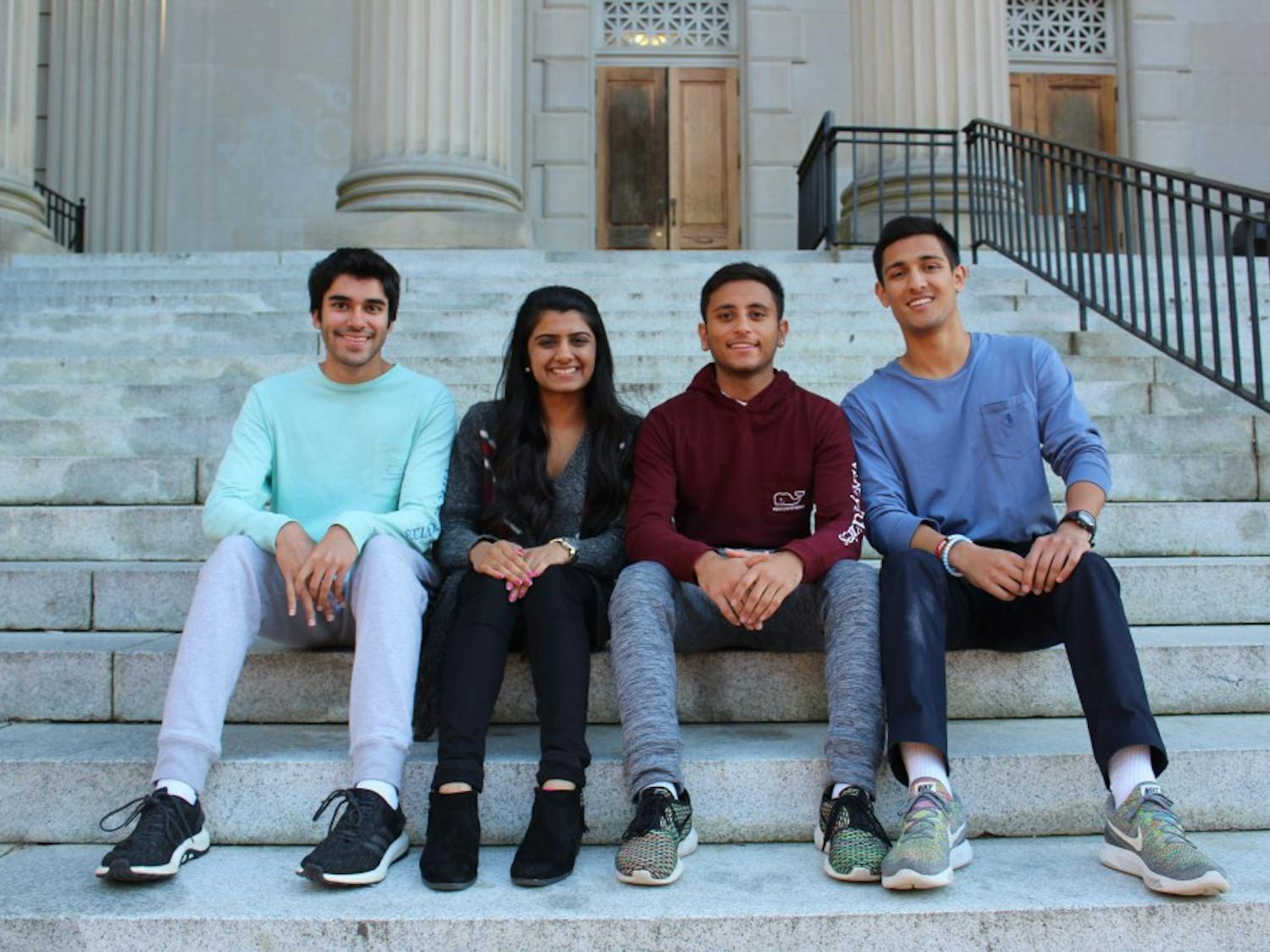 Nikhil Sachdeva, Khushbu Patel, Kishan Patel and Sahil Vasa (From left to right) of the executive board of Sangam, a South Asian student organization at UNC. Sangam will be hosting an event this Friday evening where students of the triangle area are invited to come dance in celebration of the Hindu festival, Navaratri. 