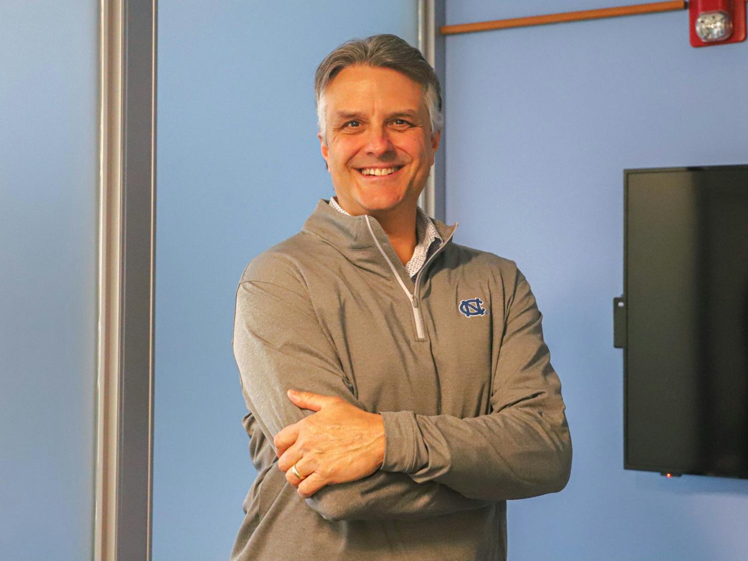 Bob Dieterle, the Managing Director for First in Venture Studio in Digital Health at the Eshelman Institute, is pictured on Feb. 20, 2023, in the Eshelman Institute Suite in Beard Hall.