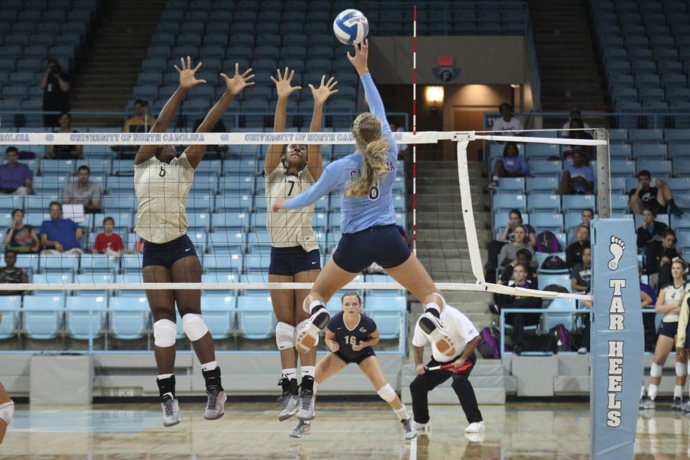 Women's volleyball beat George Washington University 3-0 on Friday September 13, 2013