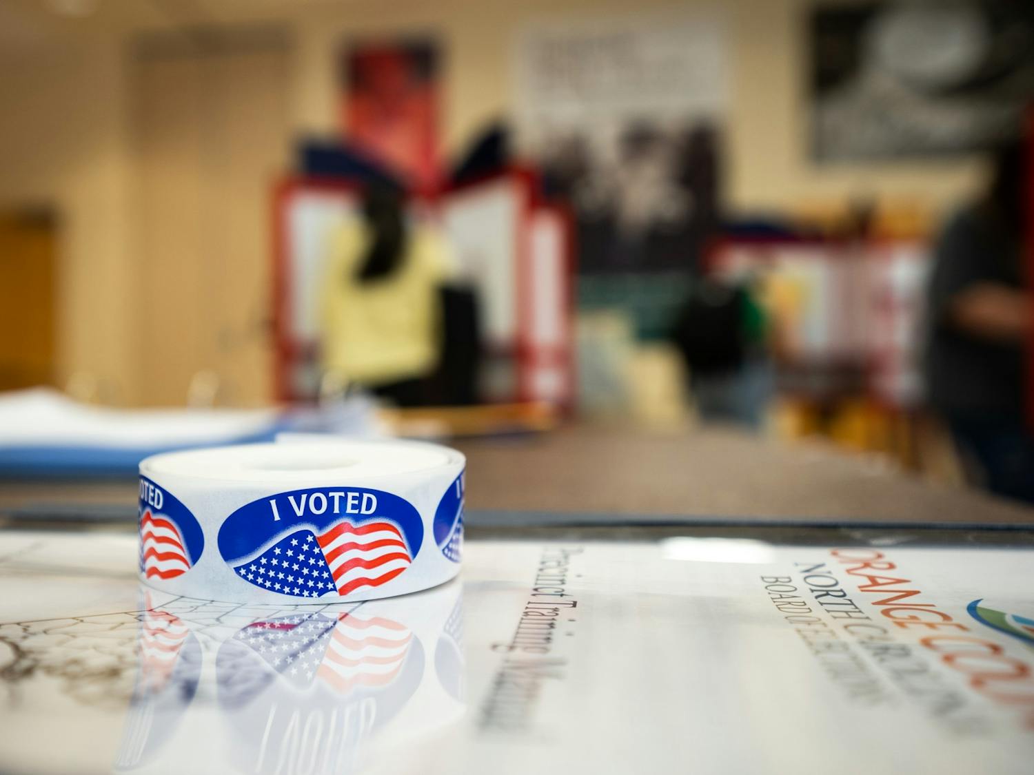 "I voted" stickers were distributed at polling stations located in the Sonja Haynes Stone Center for Black Culture and History during Election Day on Tuesday, Nov. 8, 2022.