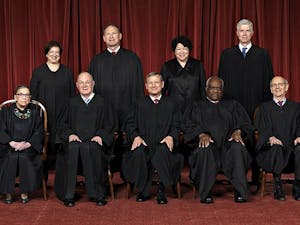 Front row, left to right: Associate Justice Ruth Bader Ginsburg, Associate Justice Anthony M. Kennedy, Chief Justice John G. Roberts, Jr., Associate Justice Clarence Thomas, Associate Justice Stephen G. Breyer. Back row: Associate Justice Elena Kagan, Associate Justice Samuel A. Alito, Jr., Associate Justice Sonia Sotomayor, Associate Justice Neil M. Gorsuch. Photo courtesy of Franz Jantzen, Collection of the Supreme Court of the United States