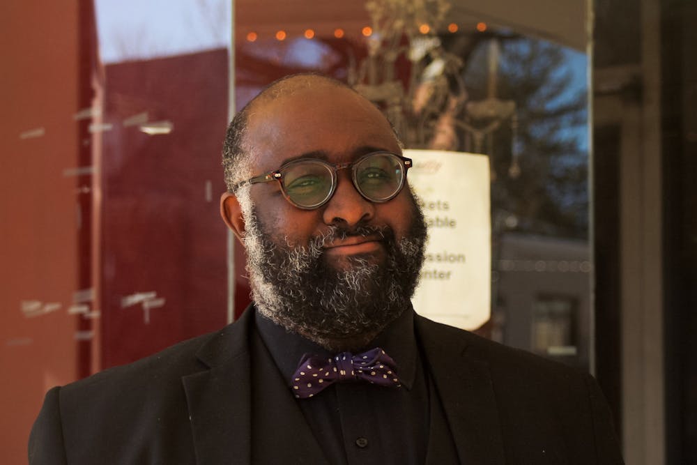 Michael Washington, founder and CEO of Argyle Rebel Films, stands outside of the Varsity Theatre on Sunday, Feb. 6, 2022.