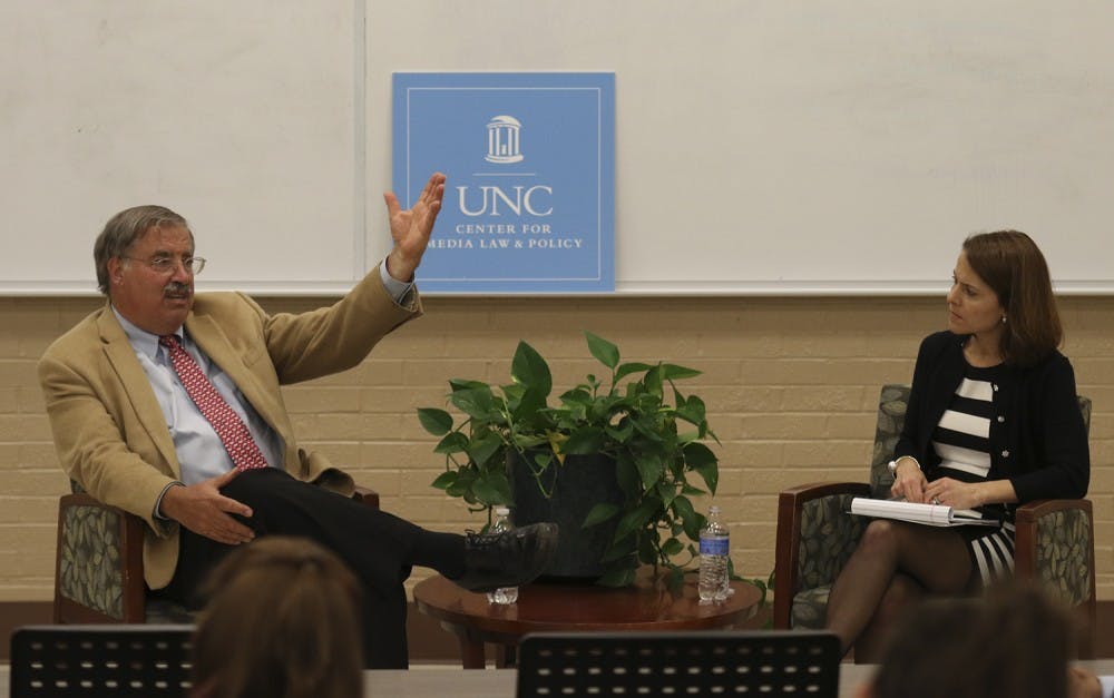 George Freeman, executive director of the Media Law Resource Center, gave a lecture on threats to press freedoms under the Trump administration at the UNC School of Law on Tuesday.