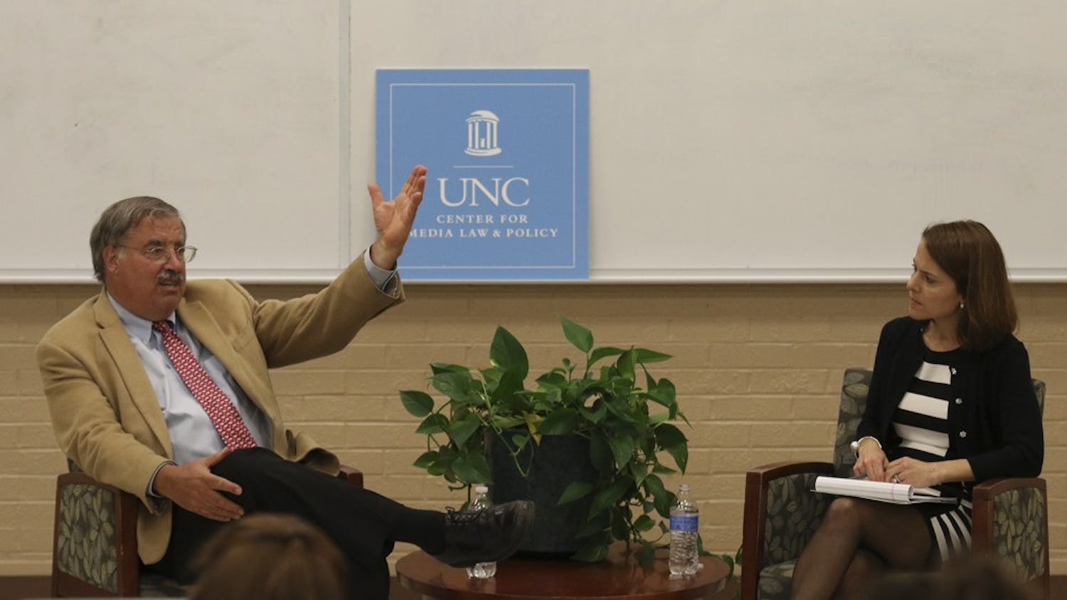 George Freeman, executive director of the Media Law Resource Center, gave a lecture on threats to press freedoms under the Trump administration at the UNC School of Law on Tuesday.