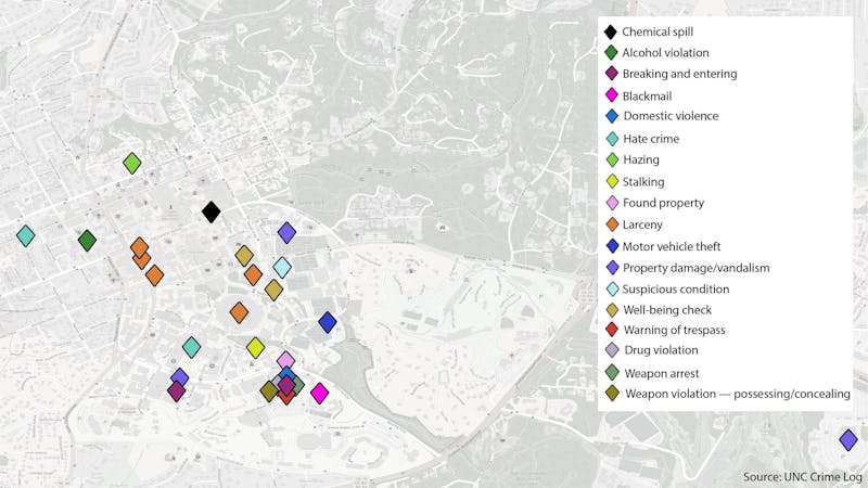Campus crime: Blackmail, a chemical spill and more reported at UNC last week