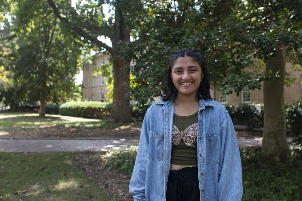 <p>Sophomore Girija Joshi poses for a portrait in Chapel Hill, N.C. on Monday, Sept. 19, 2022. Joshi is the co-executive director of UNC Samaa.</p>