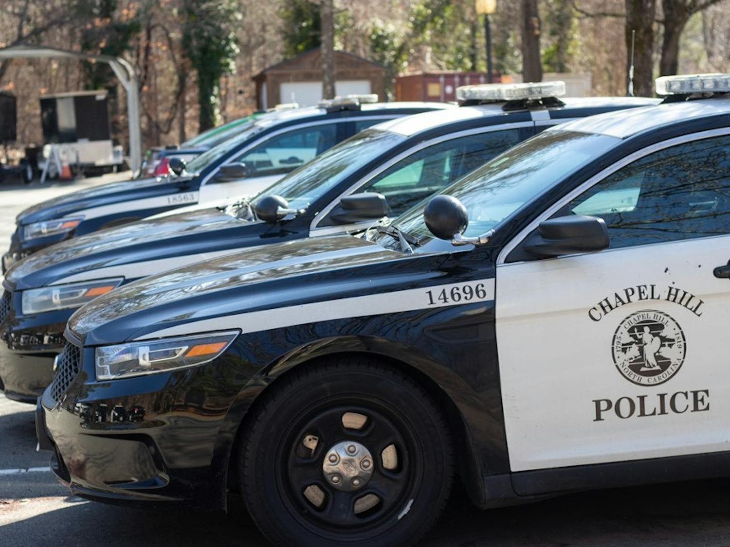 Chapel Hill Police vehicles standby at the Chapel Hill Police Department on Tuesday, Jan. 28, 2020.&nbsp;