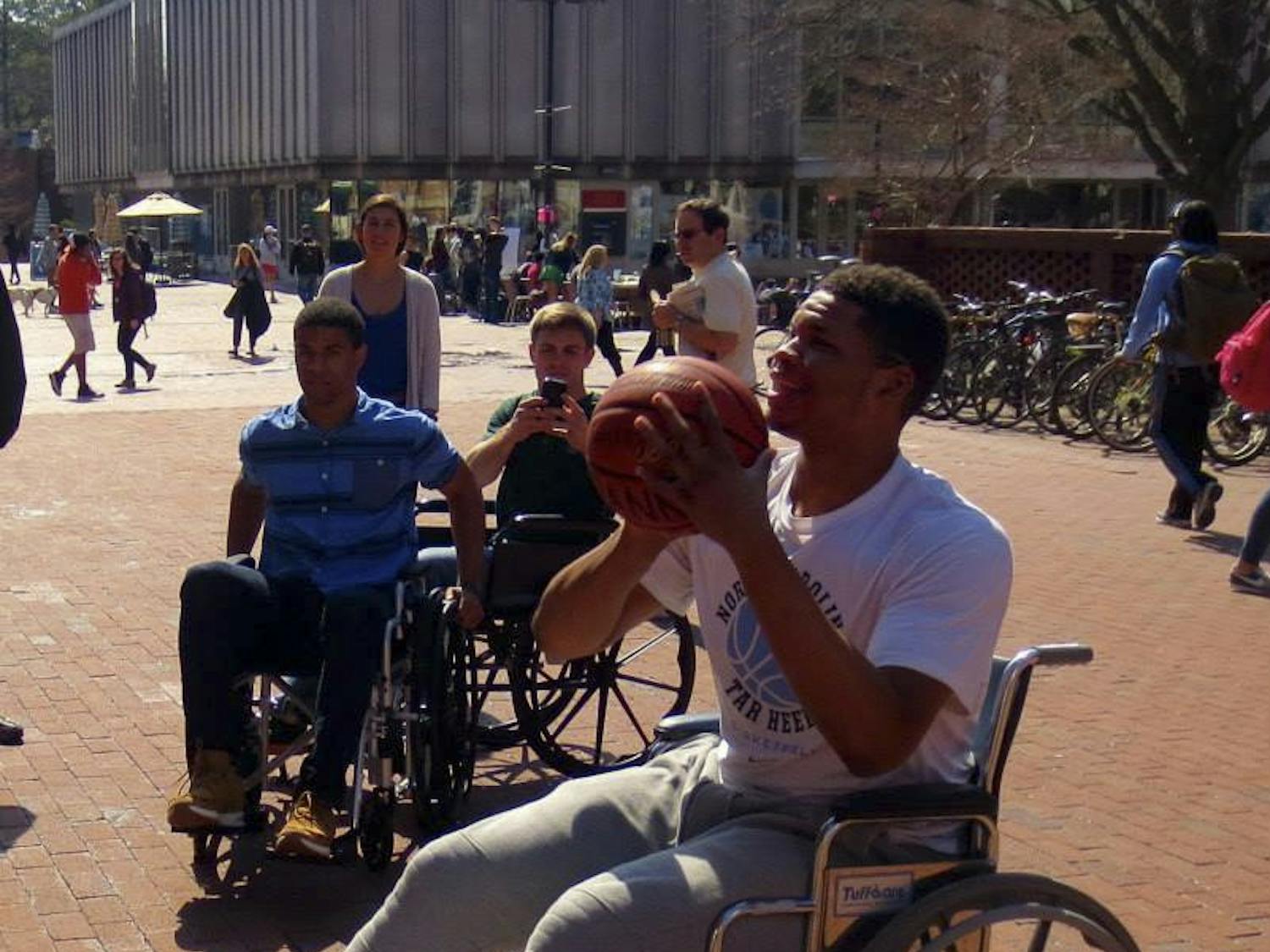 UNC men's basketball forward Kennedy Meeks played&nbsp;basketball in the wheelchair basketball event last year.&nbsp;Photo Courtesy of Lily Stine.
