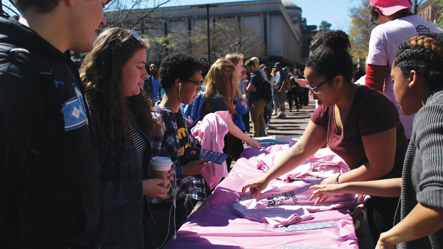CUAB held various events Wednesday afternoon in honor of International Women's Day, including a feminist T-shirt giveaway in the pit.
