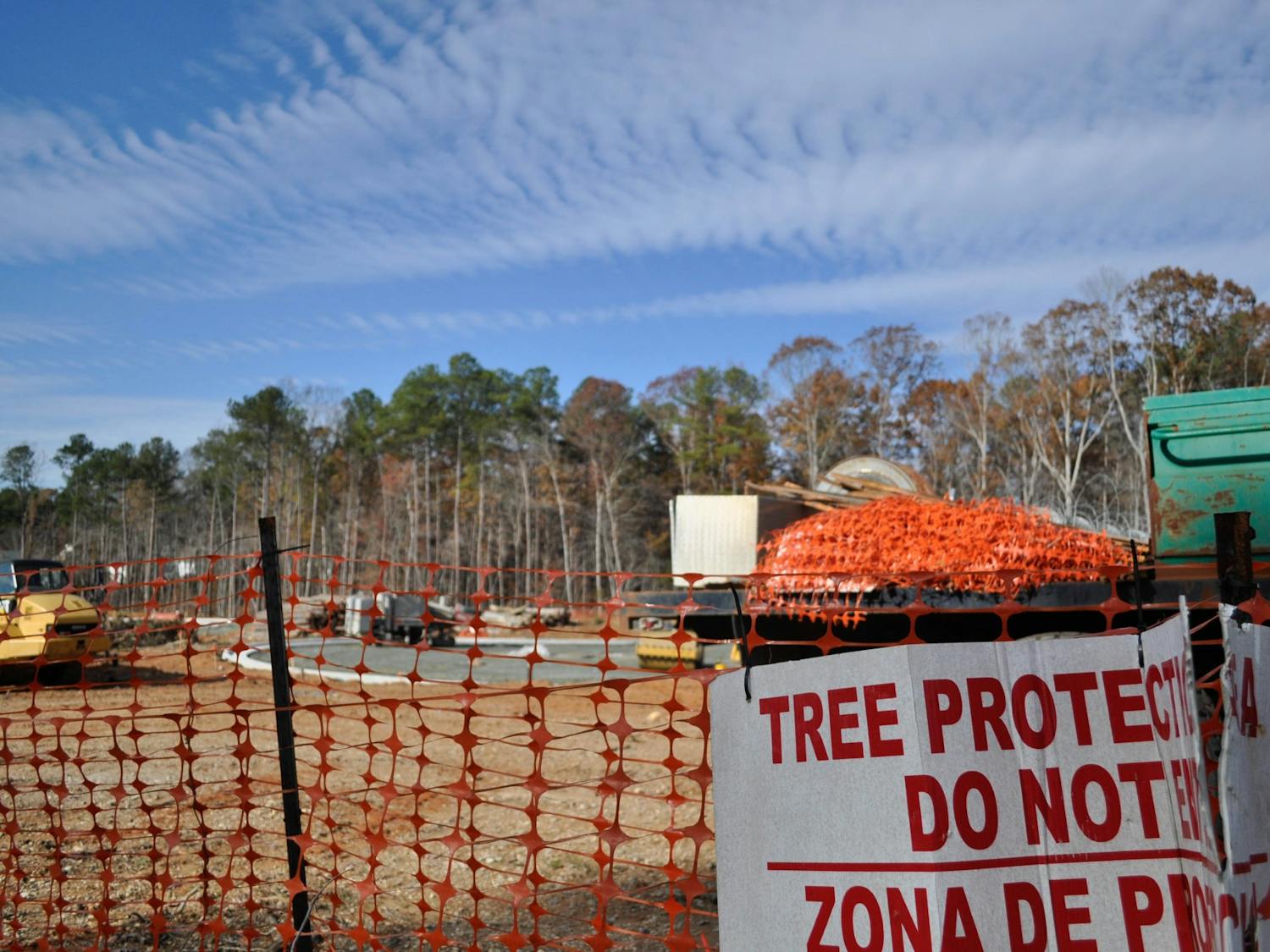Construction is underway for a new residential development project located on Homestead Road on Sunday, Nov. 24, 2019. Plans of developing land near the corner of Eubanks Road and Old NC 86 raised concerns from residents about how Duke Forest's research and natural sites would be affected.