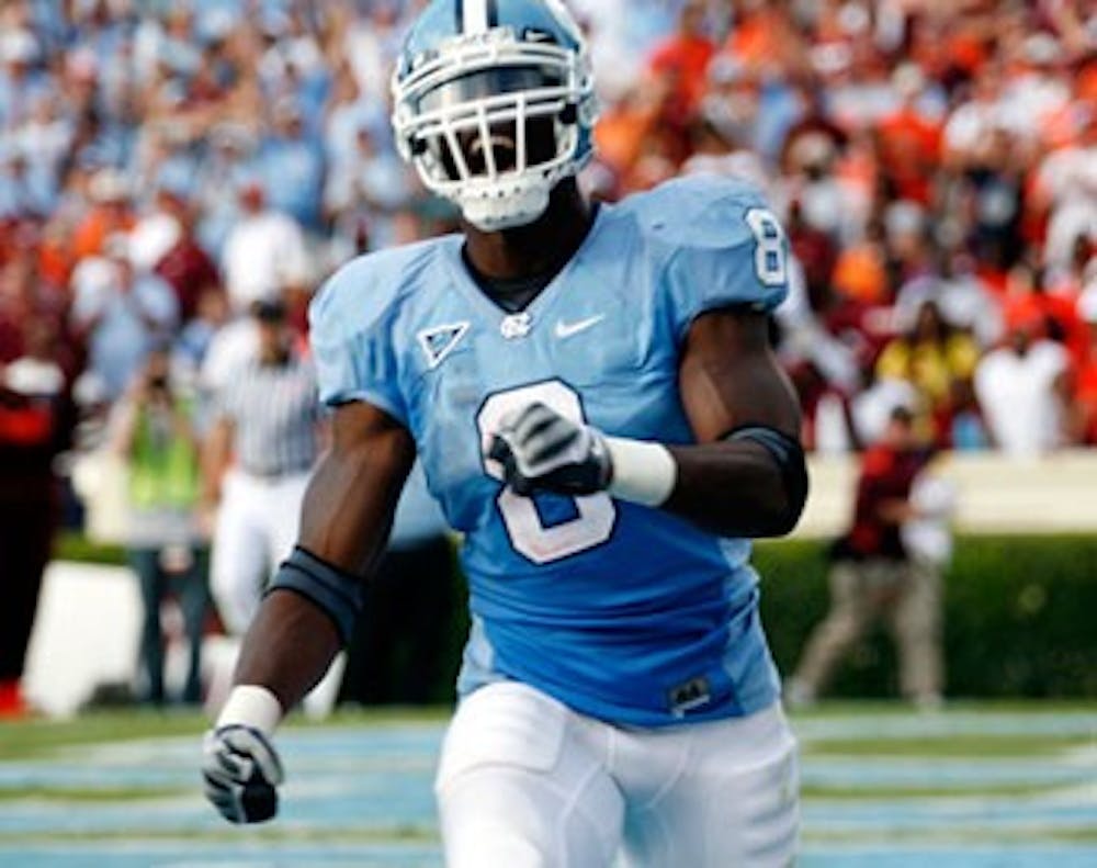Just a year after opening the season at starting tailback, Greg Little is now UNC's No. 1 wideout. DTH File Photo.