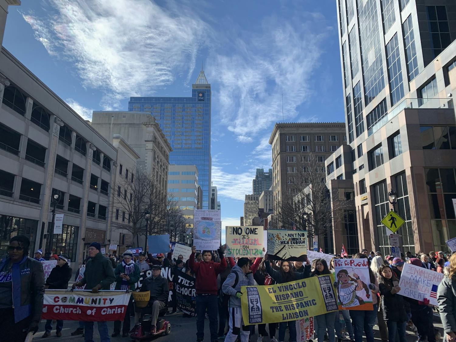 Thousands gathered and marched to the &nbsp;State Capitol Building at the NAACP-sponsored "Historic Thousands on Jones Street" march in downtown Raleigh on Saturday, Feb. 8, 2020.&nbsp;