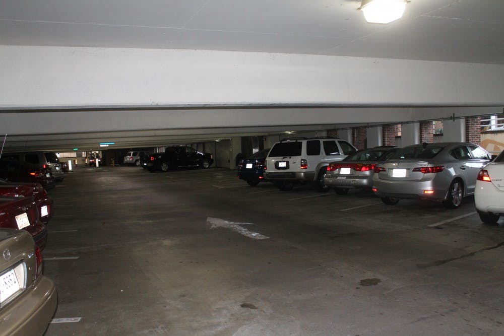 Cars parked in the Wallace Parking Deck on E. Rosemary St.&nbsp;