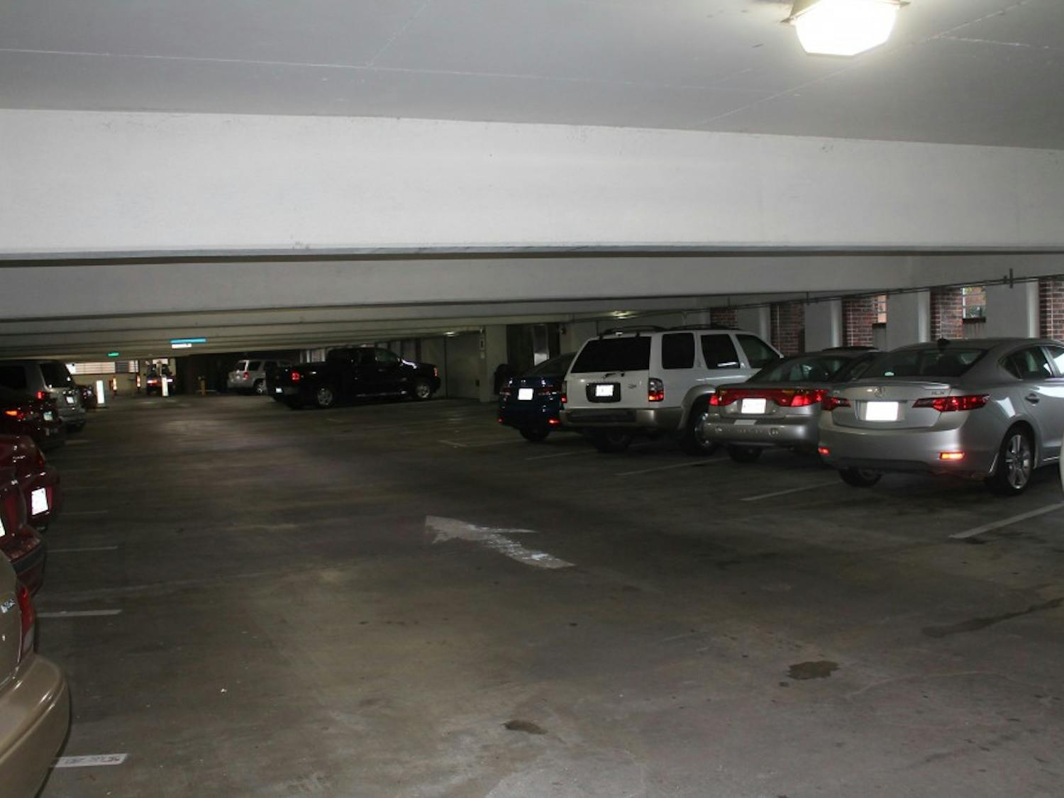 Cars parked in the Wallace Parking Deck on E. Rosemary St.&nbsp;