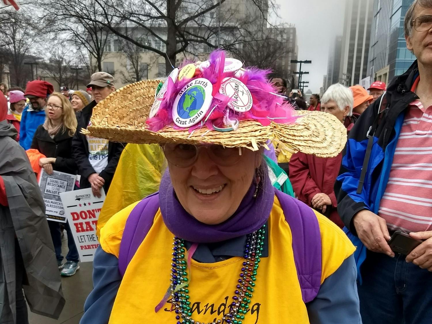Ruth Gibson, poses for a photo at the Women's March on Raleigh on Sunday, Jan. 26, 2020. She has been involved with the Raging Grannies, a group of activists who are women above the age of 65, for over a decade. Photo courtesy of Ruth Gibson.