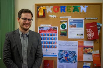 Jonathan Kief, assistant professor with the department of Asian studies at UNC, poses for a portrait in the New West building in Chapel Hill, N.C., on Tuesday, Jan. 29, 2020. Kief is one of four Asian studies professors at UNC who are involved with the newly implemented Korean studies major.