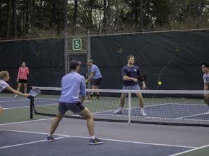 Chapel Hill community members playing pickleball at Ephesus Park in Chapel Hill, N.C., Tuesday, Mar. 28, 2023.