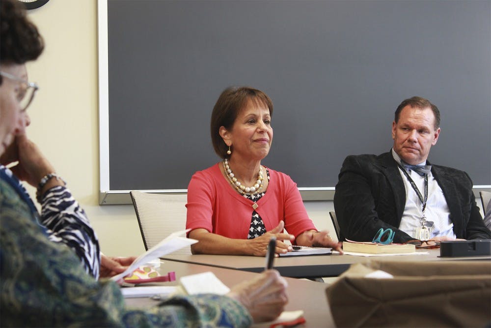 Chancellor Carol Folt spoke with faculty Monday afternoon in the Steele Building. Among the topics discussed were Title 9, Board of Governors, and the recent passing of Professor Feng Liu.