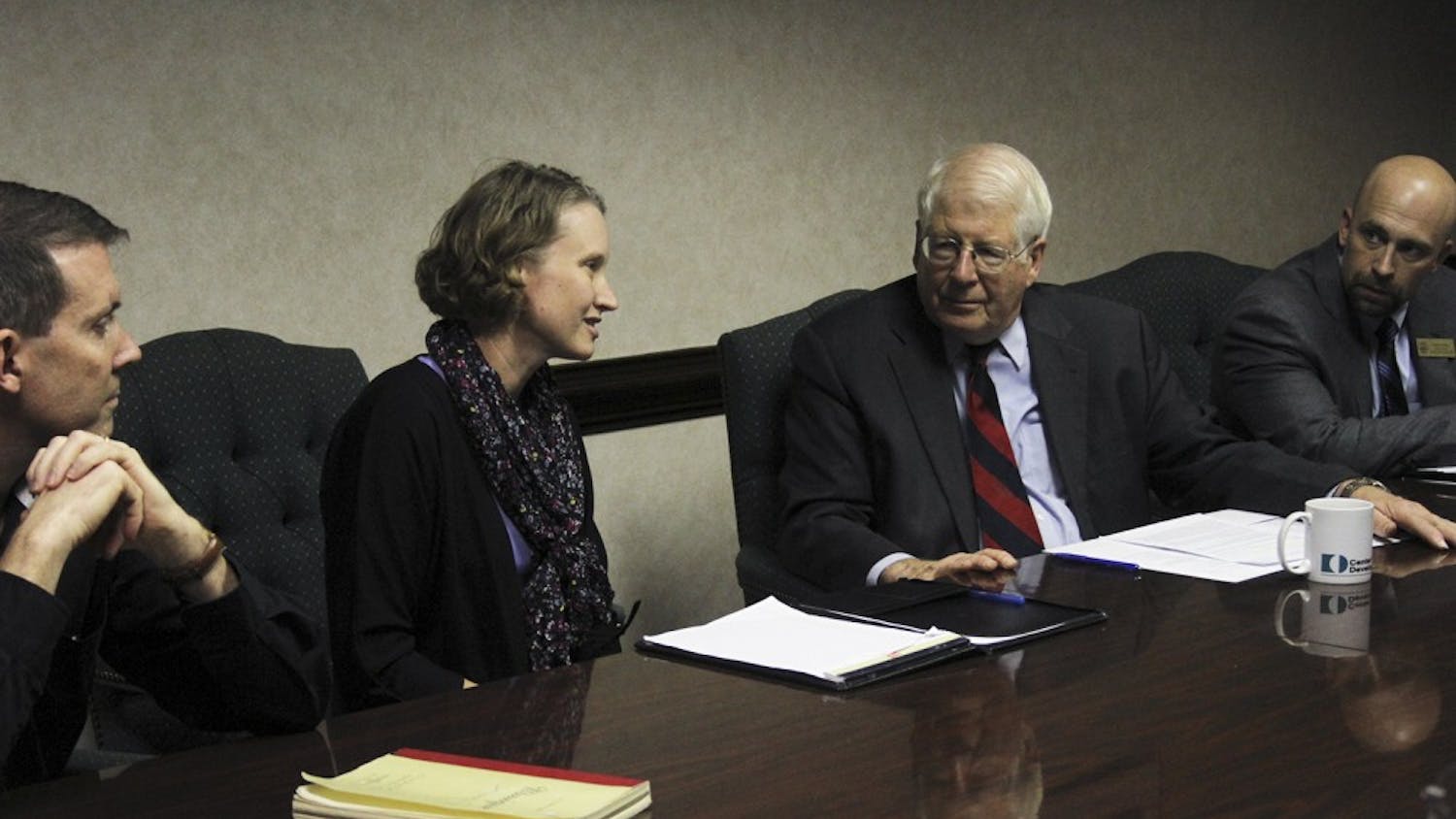 Congressman David Price-D (right) visited the Center for Developmental Science Tuesday afternoon. Andrea Hussong, the center's director, gave Price a tour and hosted a meeting to discuss federal funding for research programs.