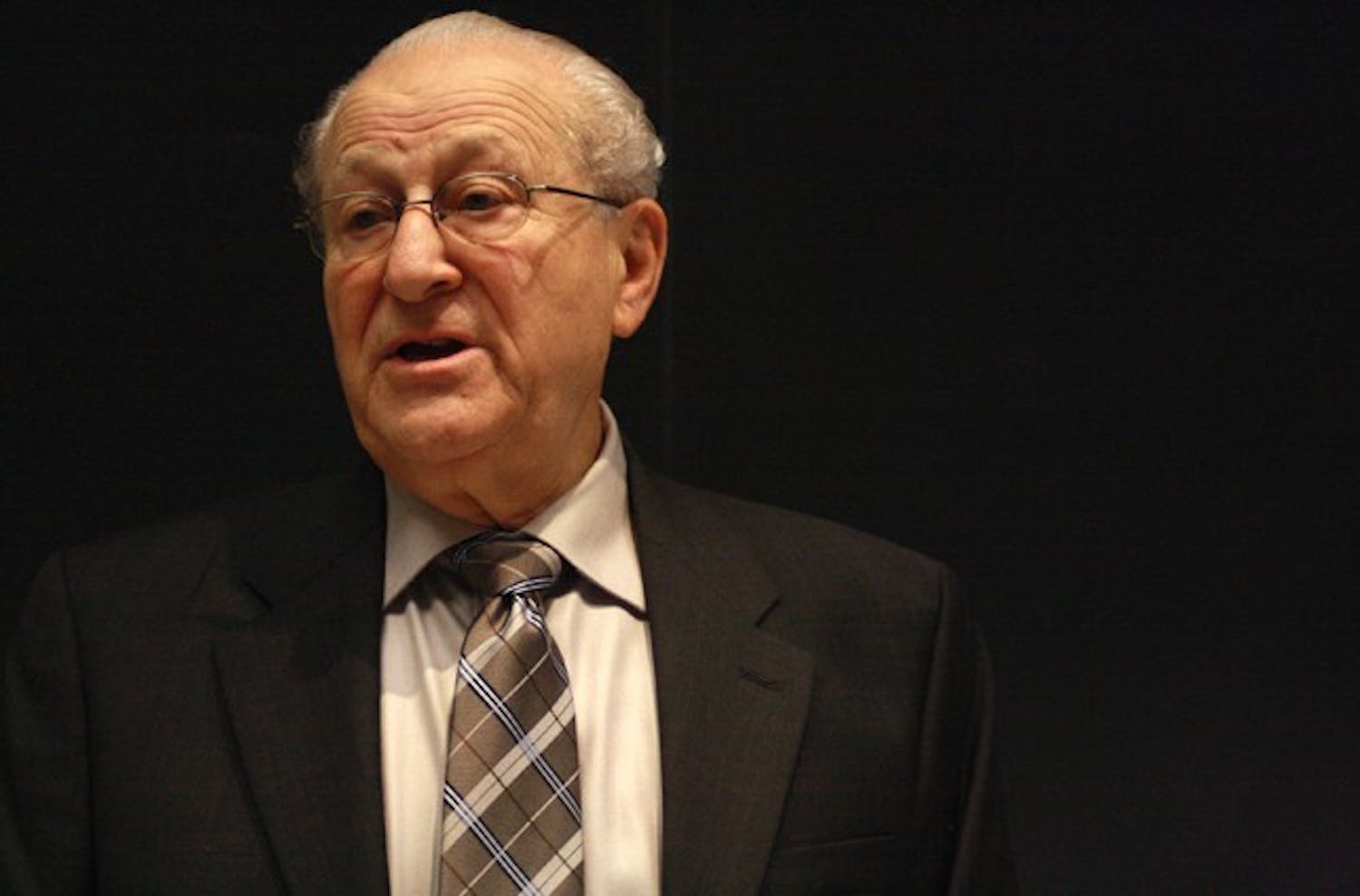Holocaust survivor Irving Roth speaks to community members in Dey Hall in 2010. He was brought to campus by Christians United for Israel.&nbsp;