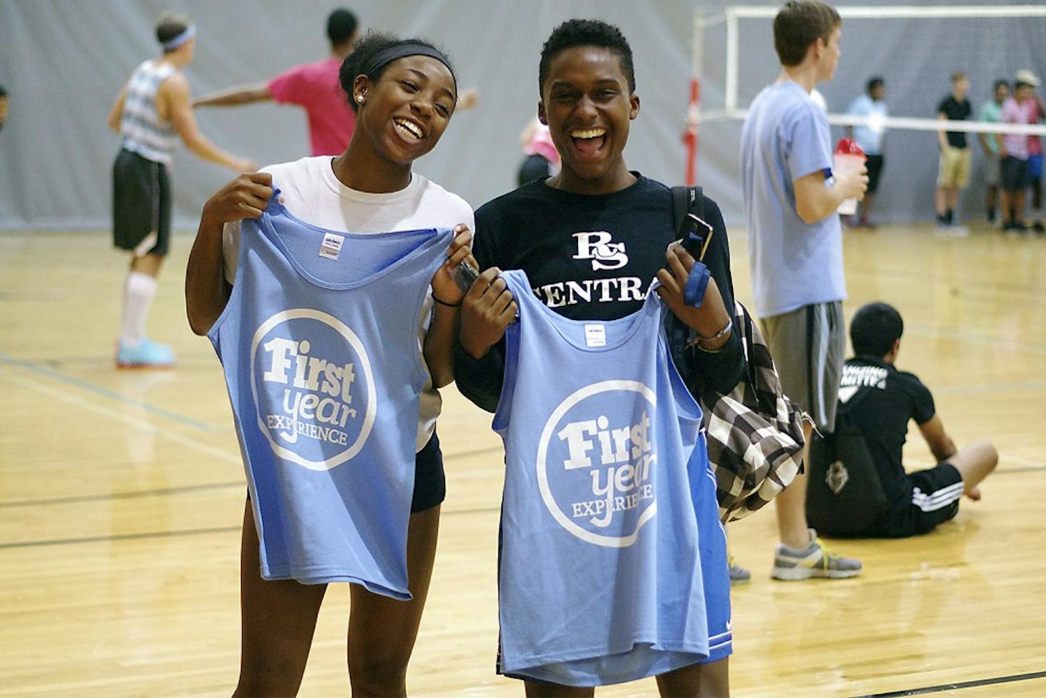 Freshmen Janice Ezenwa and Shawn Hines attended the First Year Experience basketball and volleyball tournament in Rams Head Recreation Center on Friday, Sept. 12, 2014. 
