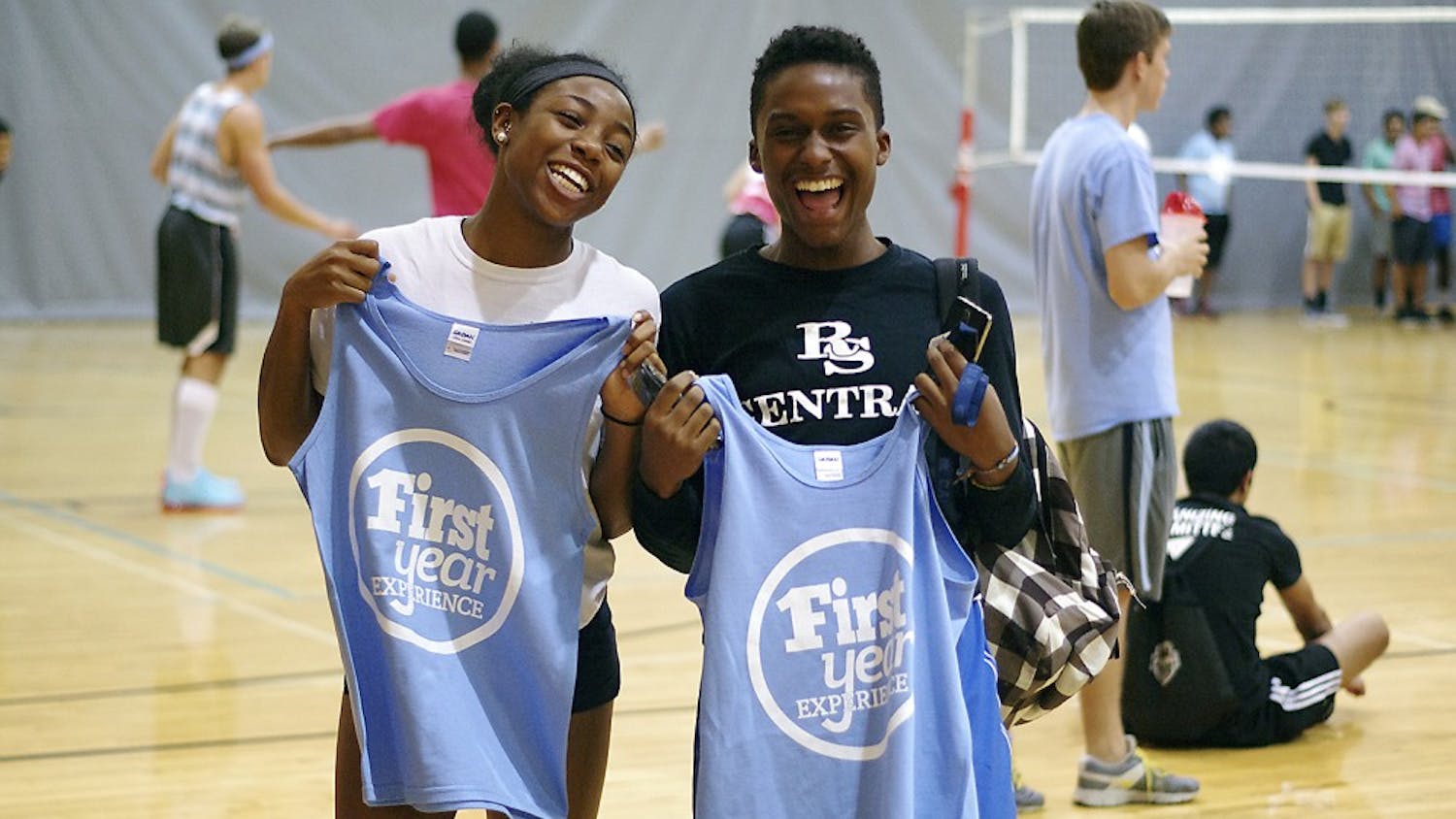 Freshmen Janice Ezenwa and Shawn Hines attended the First Year Experience basketball and volleyball tournament in Rams Head Recreation Center on Friday, Sept. 12, 2014. 