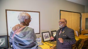 Chapel Hill residents Larry and Karen Reid attend the Sankofa African-American History Museum on Wheels event at the Rogers Road Community Center in Chapel Hill on Sunday, Jan. 19, 2020.