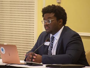 UNC Student Body President Lamar Richards attends the Board of Trustees meeting at the Carolina Inn on Thursday May 20, 2021.