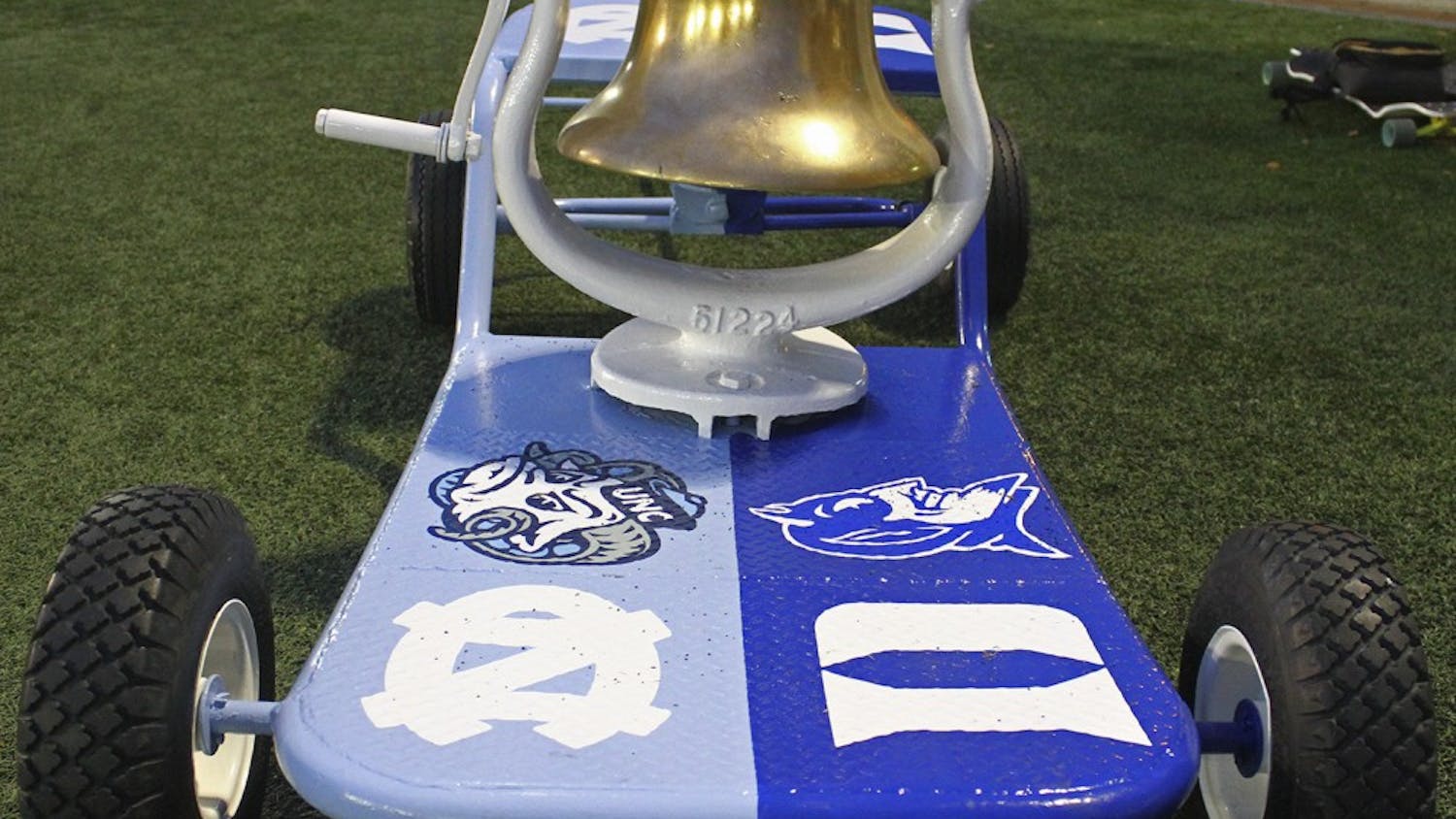 UNC and Duke decided to change the color scheme of the victory bell platform, and say no to post game spray-painting.