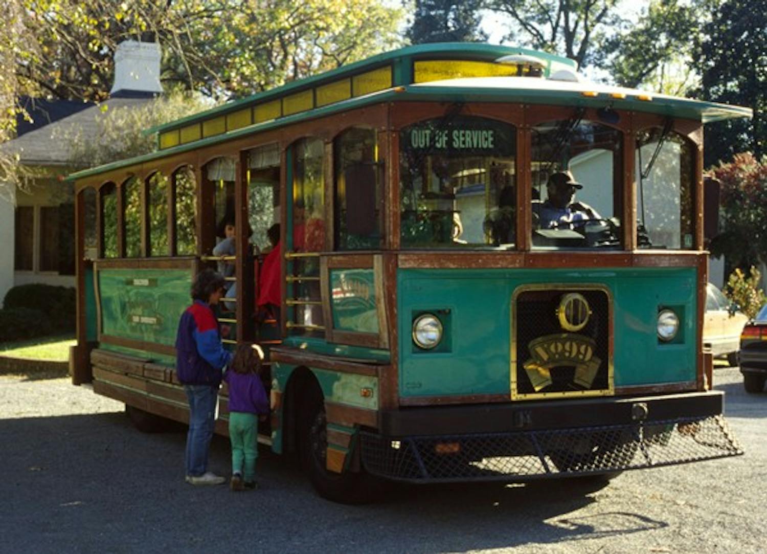 Chapel Hill ran two trolley-style buses in the late 80s and 90s. Courtesy of The Chapel Hill/ orange County Visitors Bureau