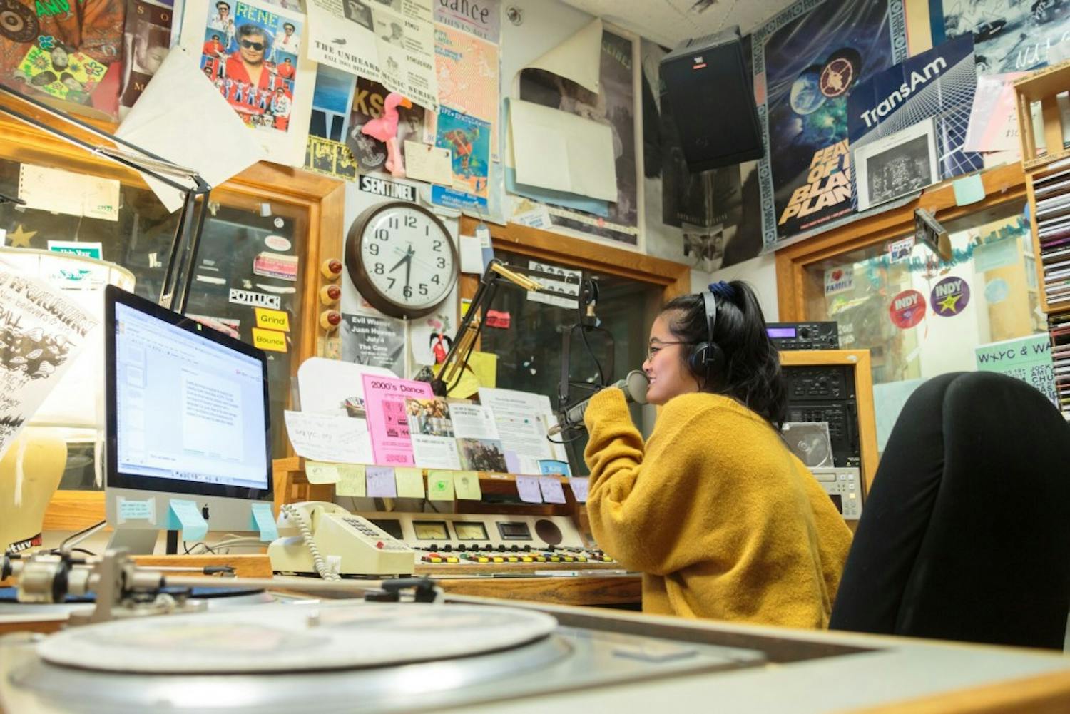 Sophomore psychology and statistics major Joanna Zhang works as a student DJ at UNC's WXYC.