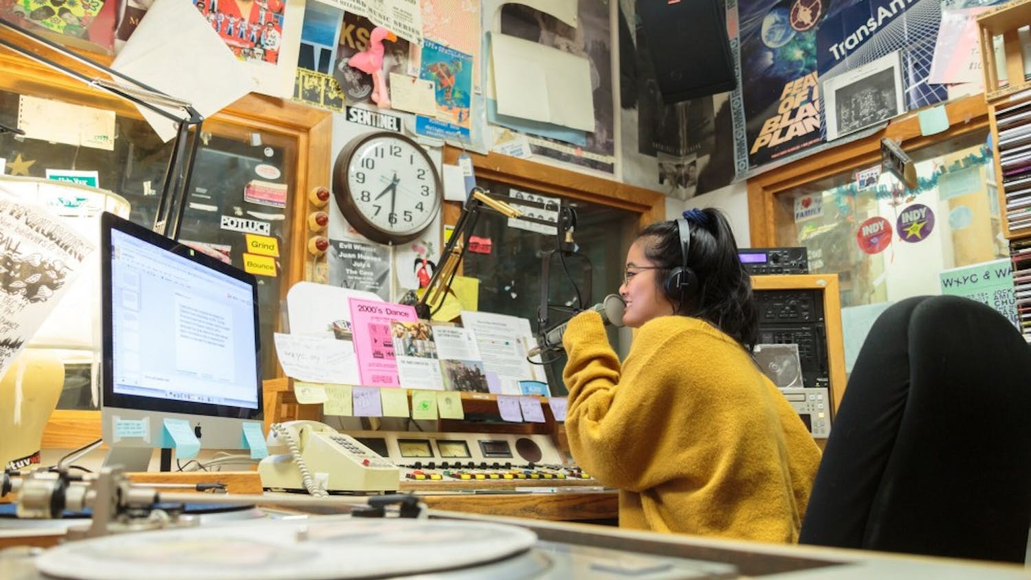 Sophomore psychology and statistics major Joanna Zhang works as a student DJ at UNC's WXYC.