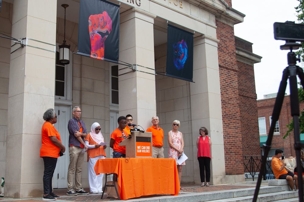 Orange County Commissioner Barbara Foushee speaks at the Gun Violence Awareness Day rally held at the Peace and Justice Plaza on June 3, 2022.
