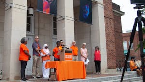 Then-Orange County Commissioner and current Carrboro Town Council member Barbara Foushee speaks at the Gun Violence Awareness Day rally held at the Peace and Justice Plaza on June 3, 2022.